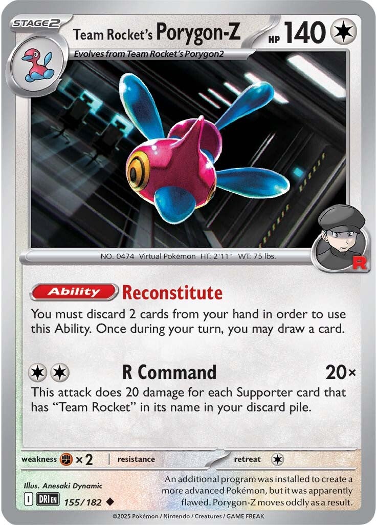 Team Rocket's Porygon-Z 155/182 - Uncommon - Reverse Holo-Kantocards