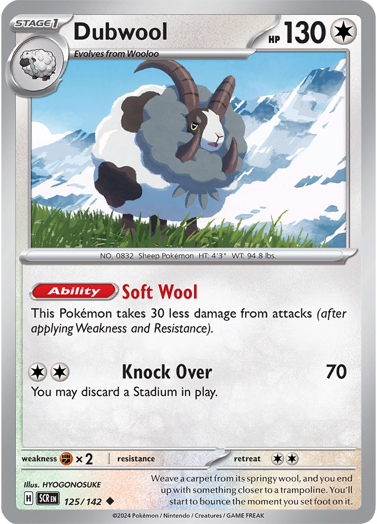 Dubwool 125/142 - Uncommon - Reverse Holo-Kantocards