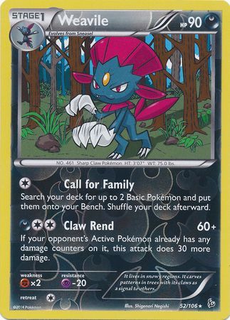 Weavile 52/106 - Reverse Holo-Kantocards