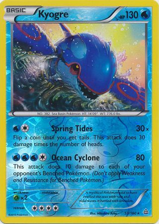 Kyogre 53/160 - Reverse Holo-Kantocards