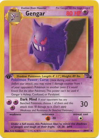Gengar 20/62 - 1st Edition-Kantocards