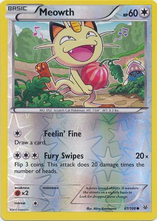 Meowth 67/108 - Reverse Holo-Kantocards