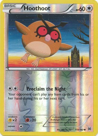 Hoothoot 119/162 - Reverse Holo-Kantocards