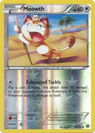 Meowth 114/162 - Reverse Holo-Kantocards