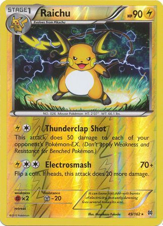 Raichu 49/162 - Reverse Holo-Kantocards