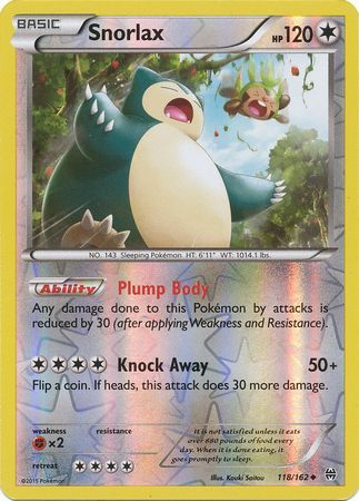 Snorlax 118/162 - Reverse Holo-Kantocards