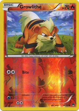 Growlithe 10/122 - Reverse Holo-Kantocards
