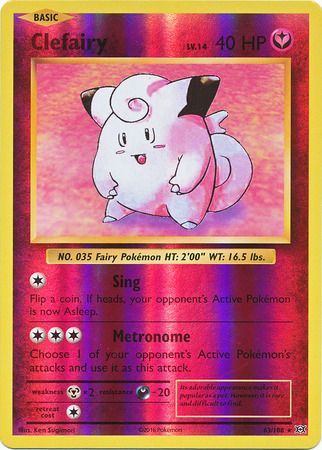Clefairy 63/108 - Reverse Holo-Kantocards