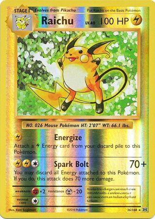Raichu 36/108 - Reverse Holo-Kantocards