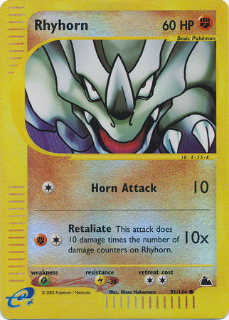 Rhyhorn 91/144 - Reverse Holo-Kantocards