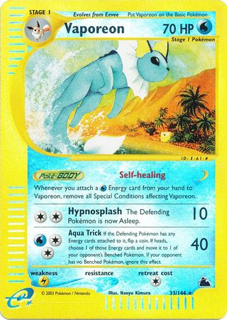 Vaporeon 33/144 - Reverse Holo-Kantocards