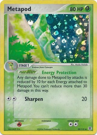 Metapod 39/112 - Reverse Holo-Kantocards