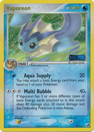 Vaporeon 19/115 - Reverse Holo-Kantocards