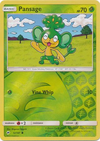 Pansage 12/147 - Reverse Holo-Kantocards