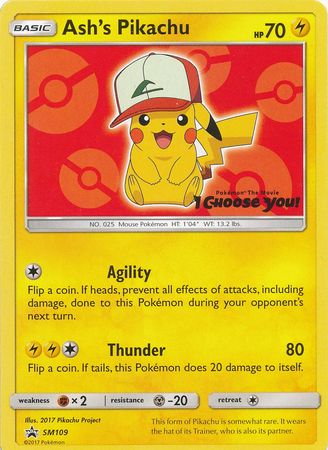 Ash's Pikachu SM109-Kantocards