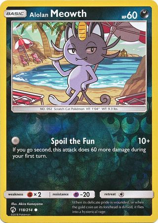 Alolan Meowth 118/214 - Reverse Holo-Kantocards