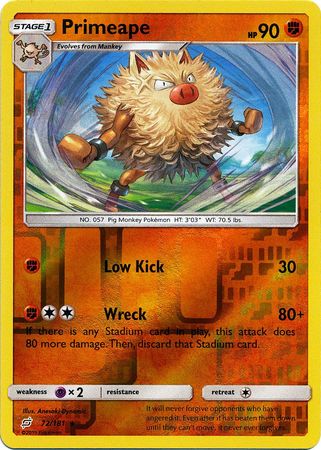 Primeape 72/181 - Reverse Holo-Kantocards
