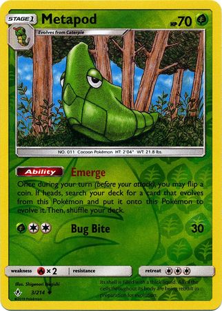 Metapod 3/214 - Reverse Holo-Kantocards
