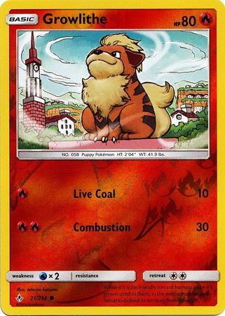 Growlithe 21/214 - Reverse Holo-Kantocards