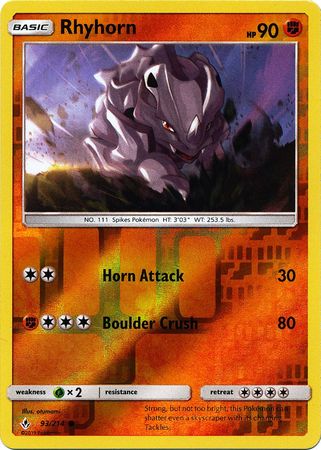 Rhyhorn 93/214 - Reverse Holo-Kantocards