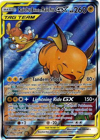 Raichu & Alolan RaichuTag Team GX 221/236-Kantocards