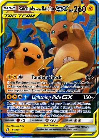 Raichu & Alolan RaichuTag Team GX 54/236-Kantocards