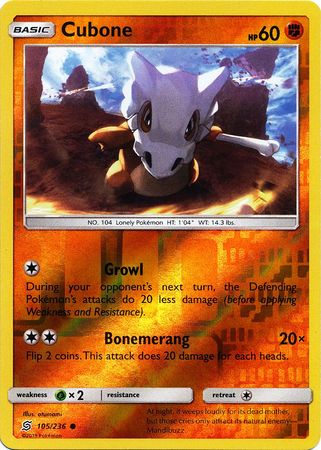 Cubone 105/236 - Reverse Holo-Kantocards