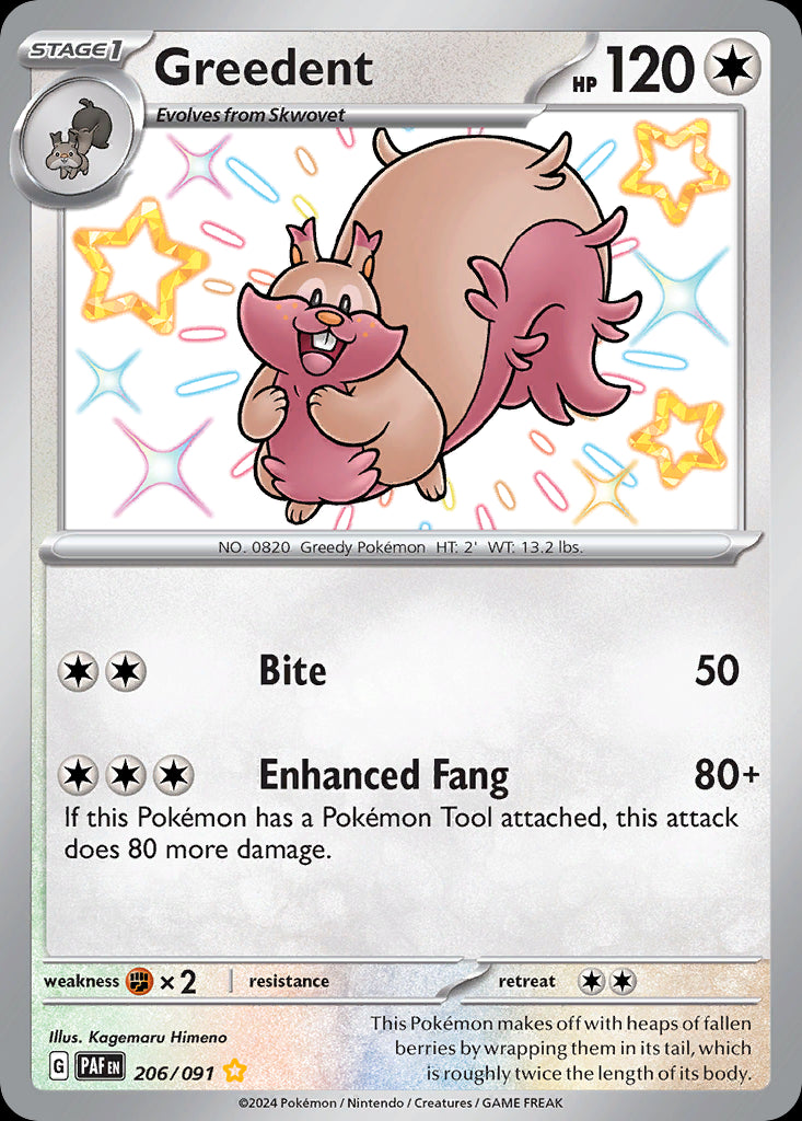 Greedent 206/091 - Shiny Rare-Kantocards