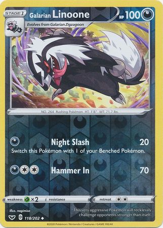Galarian Linoone 118/202 - Reverse Holo-Kantocards