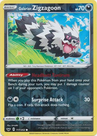 Galarian Zigzagoon 117/202 - Reverse Holo-Kantocards