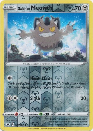 Galarian Meowth 127/202 - Reverse Holo-Kantocards