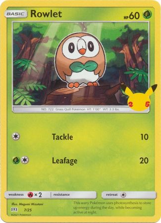 Rowlet 7/25 25 Aniversario-Kantocards