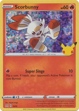 Scorbunny 16/25 25 Aniversario Holo-Kantocards