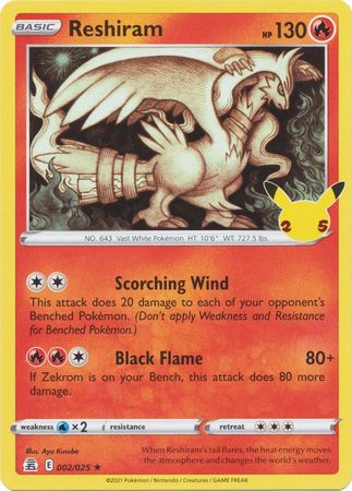 Reshiram 002/025 Holo-Kantocards
