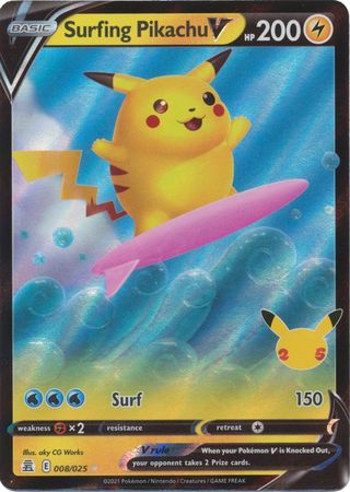 Surfing Pikachu V 008/025-Kantocards