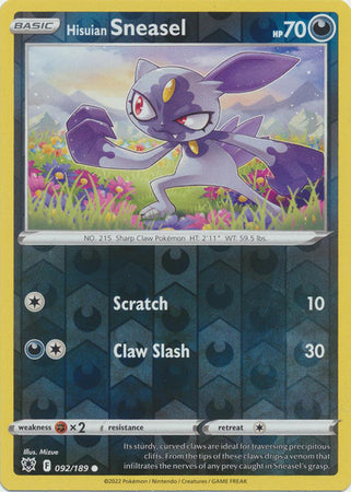 Hisuian Sneasel 092/189 Reverse Holo-Kantocards