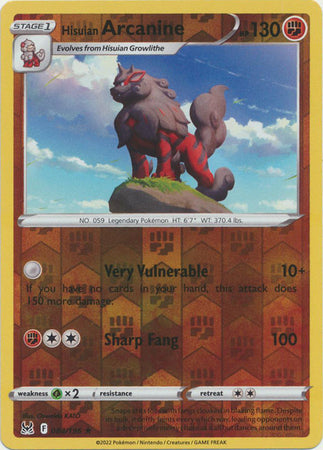 Hisuian Arcanine 084/196 Reverse Holo-Kantocards