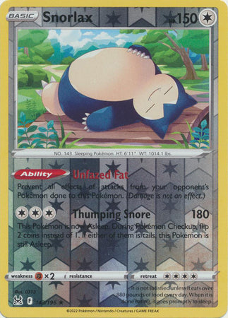 Snorlax 143/196 Reverse Holo-Kantocards