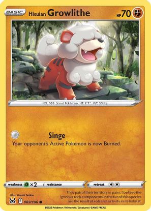 Hisuian Growlithe 083/196-Kantocards