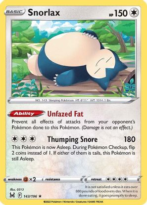 Snorlax 143/196 - Holo-Kantocards