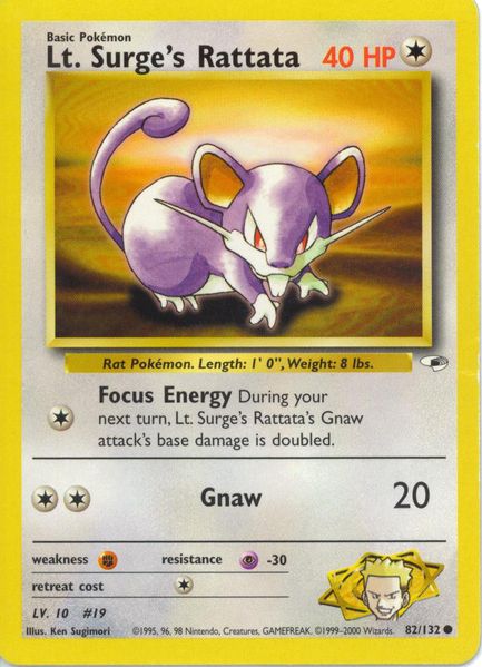Lt. Surge's Rattata 82/132-Kantocards