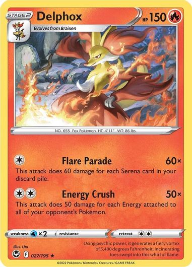 Delphox - Rare 027/195 Reverse Holo-Kantocards