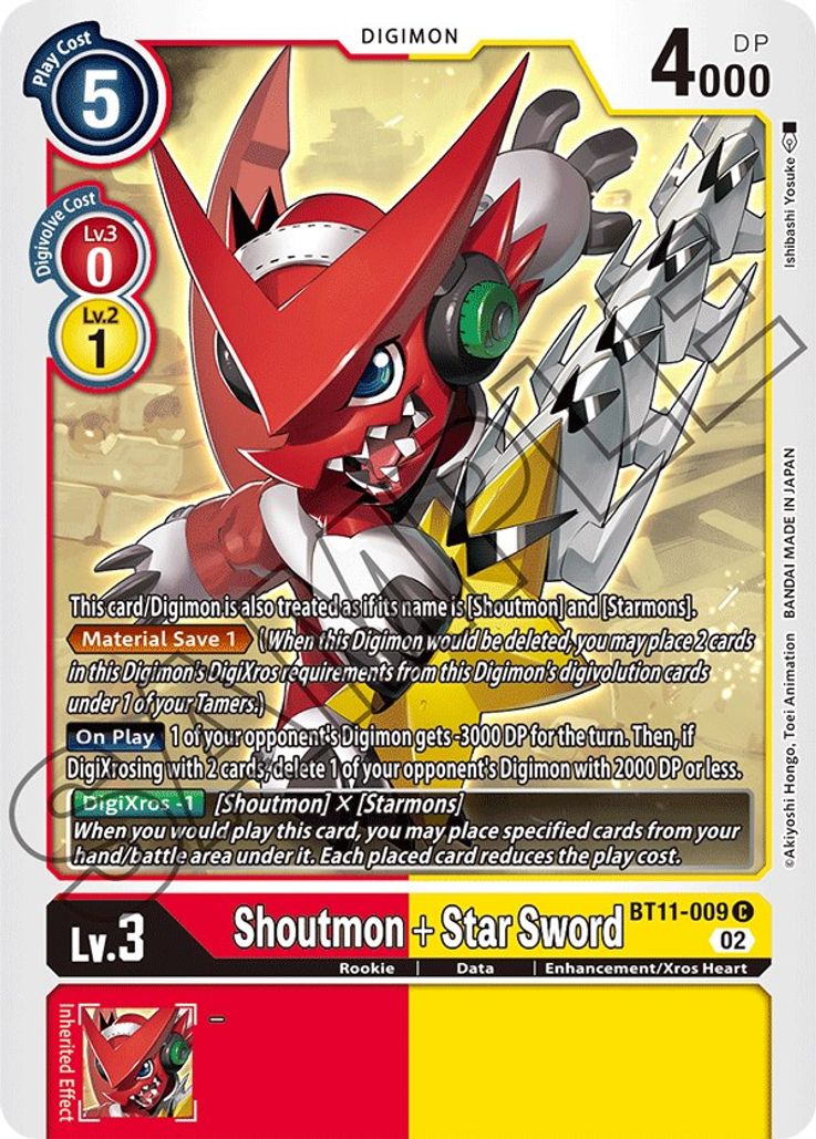 Shoutmon + Star Sword BT11-009 Holo-Kantocards