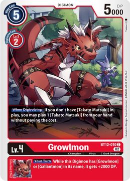 Growlmon BT12-010 C-Kantocards