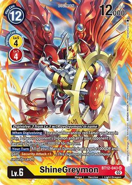 ShineGreymon (Alternate Art) BT12-043 SR-Kantocards