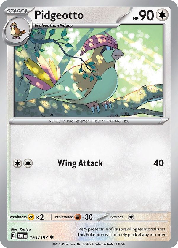 Pidgeotto 163/197 - Uncommon - Reverse Holo-Kantocards