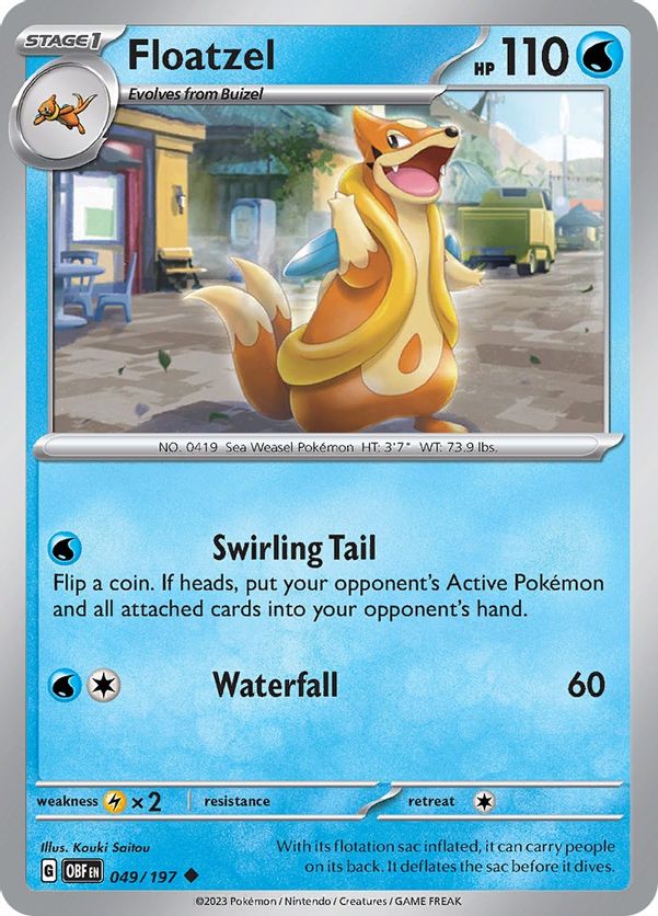 Floatzel 049/197 - Uncommon - Reverse Holo-Kantocards
