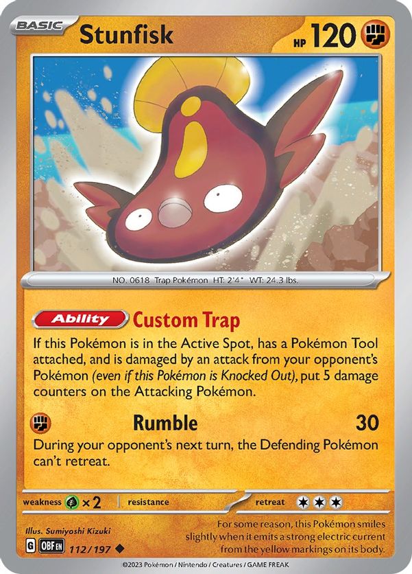 Stunfisk 112/197 - Uncommon - Reverse Holo-Kantocards