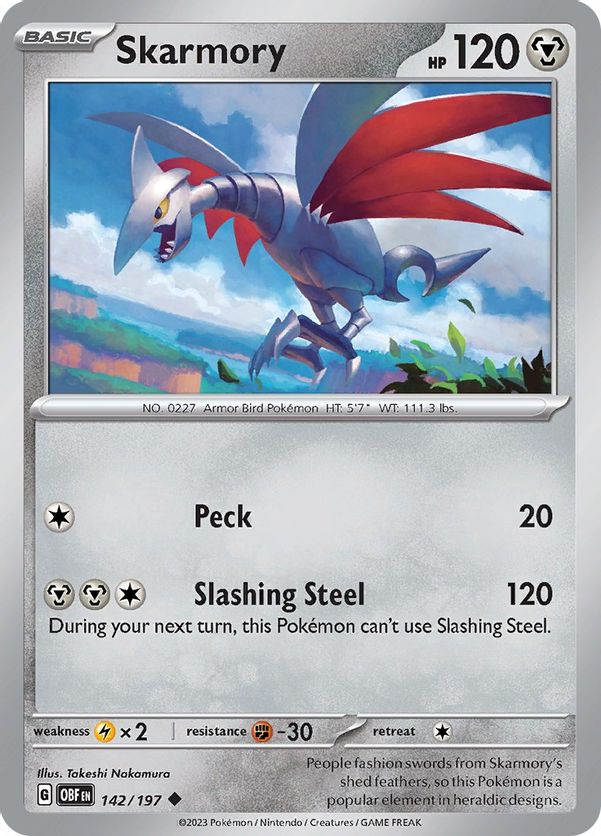 Skarmory 142/197 - Uncommon - Reverse Holo-Kantocards