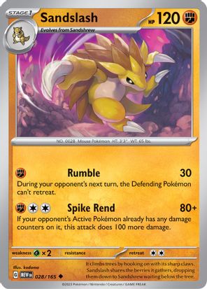 Sandslash 028/165 - Uncommon-Kantocards